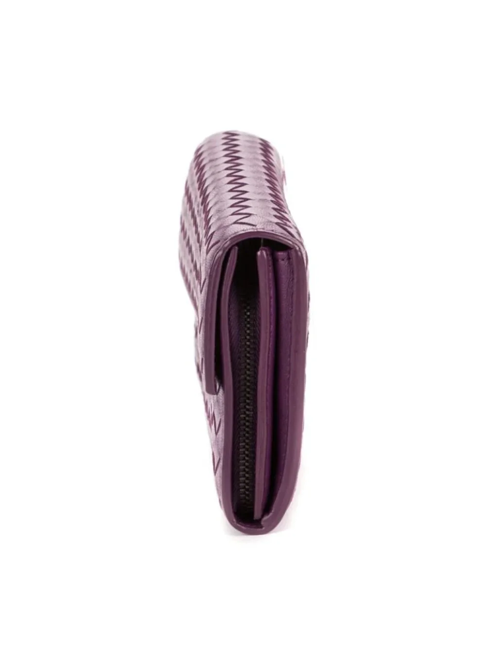Bottega Veneta Giant Continental Flap Purple Intrecciato Calfskin Leathera